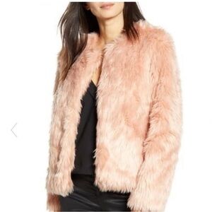 Chelsea28 Blush Pink Faux Fur Teddy Jacket
